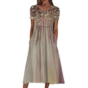 yk8fass Jurk met stippen en print xm-7385, Champagne Kleur, S