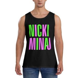 Nicki Music Minaj tanktop shirt heren body build mouwloos vest shirt running workout tank tops zwart, Zwart, XL
