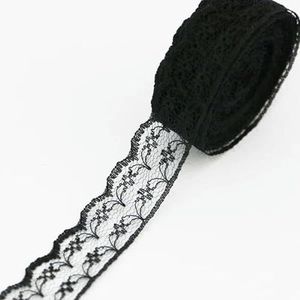 (10 meter/rol) 2,25 cm witte kant fabwebbing decoratie mooie geschenkverpakking katoen materiaal-zwart