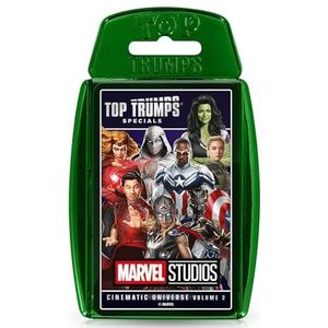 Top Trumps Speciaal Marvel Cinematic Universe Volume 2 kaartspel, speel met Spider-Man, Captain America en Scarlet Witch, educatief reisspel, maakt een leuk cadeau voor kinderen vanaf 6 jaar