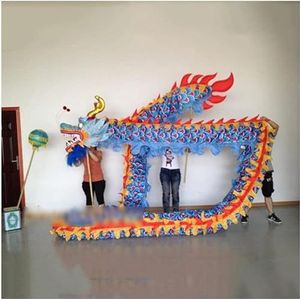 Drakendans 32,8 ft Lengte Chinese Draak Dans voor 8 Spelers Volksdansen Draak Lint Fitness Outdoor Sport Zijden Draak voor Volwassenen Draagbaar
