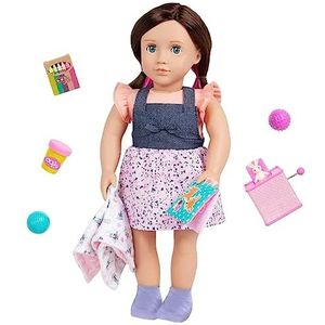 Our Generation Deluxe babysitterpop Katherine - beweegbare 46 cm pop met kleding en accessoires - haas jack-in-the-box - speelgoed vanaf 3 jaar