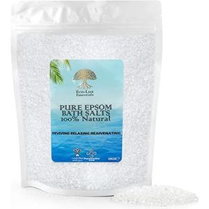 Eco Lux UK 5 kg Epsom-zouten, premium 100% puur natuurlijk (voedselkwaliteit), magnesiumsulfaatbad, weekverlichting, pijnlijke spieren, verjongend, ontspannend, ondersteunt slaap, kalmerende therapie