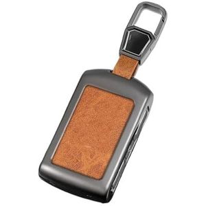 Autosleutel beschermhoes Zinklegering Autosleutel Case Cover Shell Houder Fob Voor S60 S90 XC40 XC60 XC90 V90 Sleutelhanger Auto Accessoire Sleutel Shell(Brown chain)