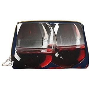 Rode Wijn Rose en Kaars Make-up Tas Grote Capaciteit Reizen Cosmetische Tas Pu Lederen Make-up Organizer Tas voor Vrouwen, Wit, Eén maat