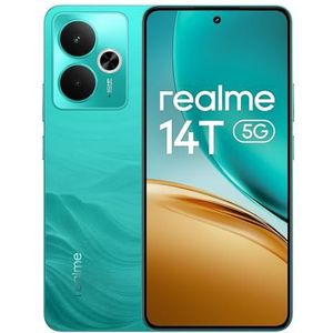 realme 14T 5G Smartphone 8 + 256 GB, Dimensity 6300, Esports AMOLED-display, 120 Hz 6,67 inch, super grote capaciteit van 5260 mAh, IP69 waterdicht, Surf Design, NEXT Ai, Surfgroen (zonder adapter)