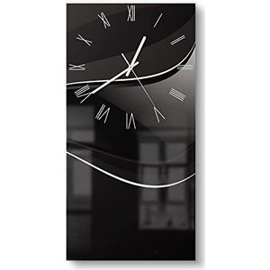 DEQORI Glazen klok, horizontaal 30 x 60 cm, motief donkere golfprint, grote XXL design, klok van glas, stille wandklok voor woonkamer en keuken, moderne blikvanger klok voor de muur