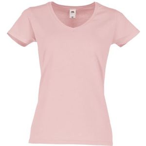 Fruit of the Loom Dames Iconic 150 V-hals T-shirt, Powder Rose, S