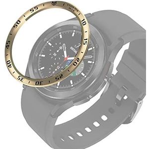 Watch Case BZN for Samsung Galaxy Watch4 Classic 46 mm Smart Watch stalen bezelring, een versie (Color : Gold Ring Black Letter)