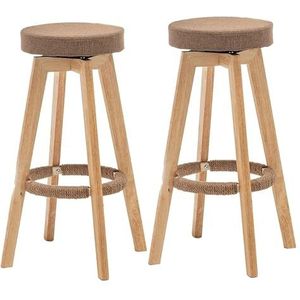 Bar Set van 2 barkrukken, gestoffeerde ronde zitting, barkrukken, 360° draaibare stoelen met houten poten, voetsteun, armloze zitting Krukken (Size : 73CM)
