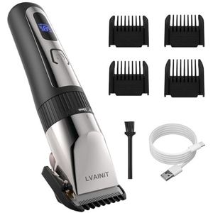 LVAINIT Tondeuse voor mannen, draadloze lcd-oplaadbare tondeuse, baardtrimmer voor mannen, verzorgingsset voor haar, gezicht, baard, professionele elektrische kappersschaar