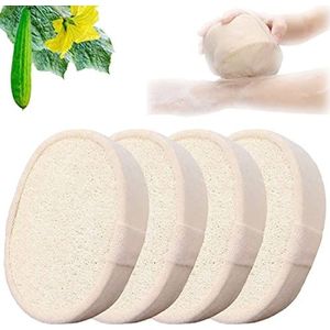 Exfoliërende Loofah Spons, Body Scrubber, Natuurlijke Loofah Sponzen, Zachte Exfoliërende Badspons, Herbruikbare Exfoliërende Spons, voor Alle Huidtypen (4 stuks)