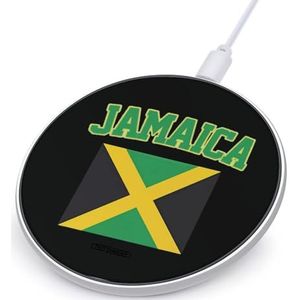 Jamaicaanse Vlag Jamaica Souvenir Leuke Oplader Pad 10 W Ronde Snel Opladen Stand met Usb Kabel voor Meerdere Model Telefoon