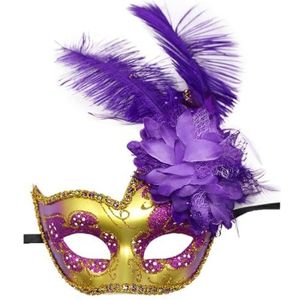 SAVOMA Kerstmis Halloween veren masker carnaval geest masker (kleur: 6 goud paars)