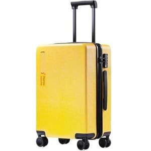 Koffer Zakelijke instapwachtwoordbox Aluminium frame Duurzame studententrolleykoffer met grote capaciteit (Color : Yellow-zipper, Size : 18"")