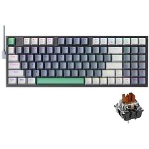 QPSJXN Mechanisch gamingtoetsenbord, bekabeld, K500-B94, Hot Swappable 94, compact RGB-toetsenbord met achtergrondverlichting, voor pc en laptop (bruine schakelaar)
