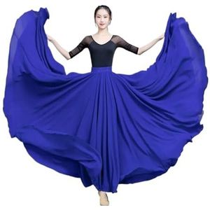 Flamencorok for vrouwen, 720 graden, volle cirkelvormige swingrok, Spaans danskostuum, volwassen, vloeiende, geplooide gelaagde rok for optredens, Halloweenfeest, rode krijtthema-outfit(Royal Blue_XS)