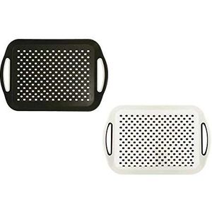 volila Antislip dienblad (2 stuks) - Plastic Antislip Dienbladen Om Te Eten Met Handvat (41 x 29 x 4.5 cm) - Eetdienbladen Voor Eten Of Koffie - Witte En Zwarte Dienbladen Voor