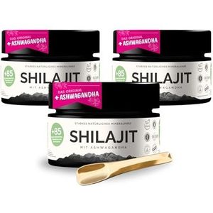 VitalizeNature Originele Himalaya Shilajit hars 3 x 30 g met ashwagandha – 500 mg Shilajit hars + 100 mg ashwagandha per dagelijkse dosis