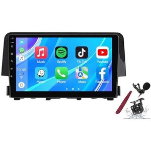 Android 14 Autoradio Sat Navi voor H-onda Civic (2015-2020) 9 Inch Touchscreen Multimedia Speler met Draadloze Carplay GPS Navigatie FM RDS Bluetooth 5G-WiFi SWC DSP,M100s