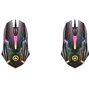 Tityvirnix 2 set Bedrade Gaming Muis Optische Sensor 7 Kleuren Lichten voor Laptop Ster Patroon Ca. 123x66x37mm