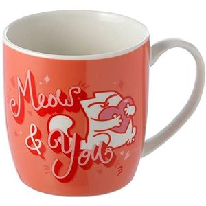 Close Up Simon's Cat Mok Meow & You Valentins Tag - rood/wit, 100% porselein, inhoud ca. 300 ml, in geschenkverpakking.