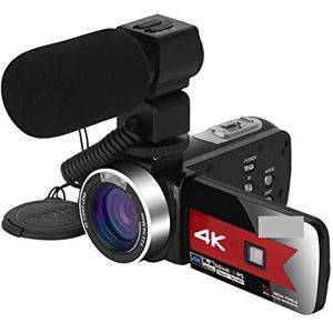 Videocamera, 4K Digitale Video Camcorder for Vlog-opname Live Streaming WiFi Vlog Camera Camcorder met Microfoon 5 6mp Schoonheid touchscreen nachtzicht videocamera(16 G SD Card,K1 Mic)