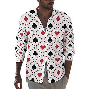 Grappige poker heren revers shirt met lange mouwen button down print blouse zomer zak T-shirts tops 6XL
