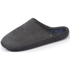 Isotoner Zeer comfortabele pantoffels voor heren, eenvoudig aan te trekken, tijdloos, van biologisch katoen, Grijs Chinees, 40 EU