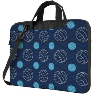 CXPDD Blauwe laptoptas met volleybalprint, veelzijdige laptoptas voor heren en dames - laptopschoudertas, Zwart, 13 inch