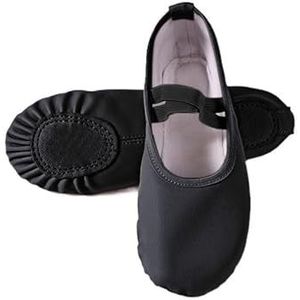 Balletpantoffels voor vrouwen, balletpantoffels voor vrouwen, Danseuse PU-leder, professionele dansers voor meisjes, kinderen, zachte zool, kinderen, peuter, dansschoenen, balletpumps, Zwarte