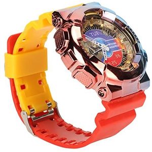 Quartz Horloge, Modetijdnauwkeurig Tienerhorloge Waterdicht Draagbaar voor Het Dagelijks Leven (Gele bovenkant Rode onderkant)