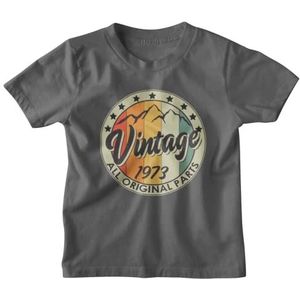 50e verjaardag T-shirt Vintage Mountain 1973 2023 heren 50 jaar cadeau-idee, houtskool, XL