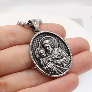 Oude Griekse mythologie, Medusa, de Maagd Maria van Jezus mannen ketting kruis ronde hanger Punk sieraden