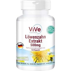 Paardenbloemwortel Extract 500mg - 120 Capsules - 10-voudig geconcentreerd - HOGE DOSIS - VEGAN - Gemaakt in Duitsland
