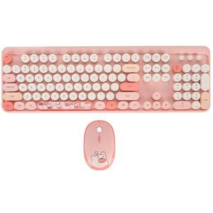 Draadloos Toetsenbord en Muiscombinatie, USB-toetsenbord en Muis Draadloos Plug-and-play voor Kantoor (PINK)