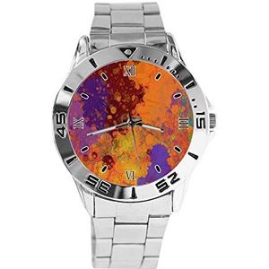 Aquarel Mode Dames Horloges Sport Horloge Voor Mannen Casual Rvs Band Analoge Quartz Horloge, Zilver, armband
