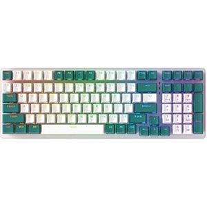 K3 mechanische gamingtoetsenborden, rood/groene schakelaar RGB-achtergrondverlichting bedrade Type-C gepersonaliseerde Keycap 100 toetsen computertoetsenbord (rode schakelaar watergroene versie)