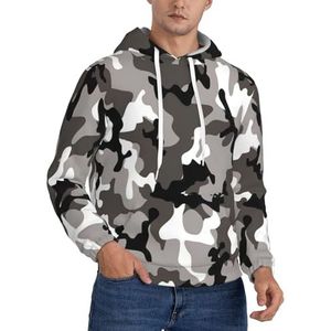 KLJnmbb Ack Grijs Wit Camo Print Mannen Hooded Trui Zacht Comfortabel Voor Winter Herfst Lente Casual Dagelijks Dragen, Zwart, S