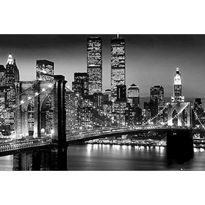 New York Poster Lights World Trade Center/Brooklyn Bridge (91,5 cm x 61 cm) + geschenkverpakking. Klaar om cadeau te geven!
