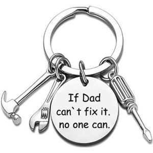 Fako Bijoux® - Sleutelhanger If Dad Can't Fix It, No One Can - Gereedschap - Tools - Cadeau - Geschenk - Vaderdag - Zilverkleurig