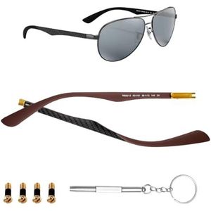 HiCycle2 Zonnebril Tempel Armen Vervanging Voor Ray Ban RB8313 Sungalsses Tempel Armen Koolstofvezel 8313M bril reparatie kit, Bruin, 145MM