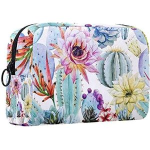 Cosmetische tas voor dames,kleine make-uptas voor portemonnee,Kleurrijke Cactusplanten,Cosmetische reistas,make-uptasje