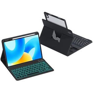 Toetsenbord Case voor Huawei Matepad SE 11, 360° Roterende Magnetische Case, 7 Kleur Backlit Draadloos Afneembaar Toetsenbord, Zwart