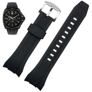 Rubber Armband fit for Seiko VELATURA/SRH 006 013 SPC007 SNAE17 Horloge band Waterdicht 26mm siliconen horloge band Mannen Accessoires (Color : A-Black-silver, Size : 26mm)