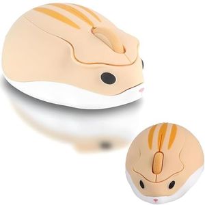LIKE SHOW Draadloze schattige hamstervormige muis - 1200 DPI, stil, draagbaar USB, draadloos ontwerp voor pc, laptop, MacBook voor kinderen en meisjes (geel)