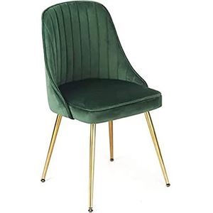 GEIRONV 1 stks moderne zachte fluwelen eetkamerstoel, metalen poten woonkamer stoelen cafe westerse restaurant onderhandelen rugleuning stoelen Eetstoelen (Color : Dark green, Size : 42x42x82cm)