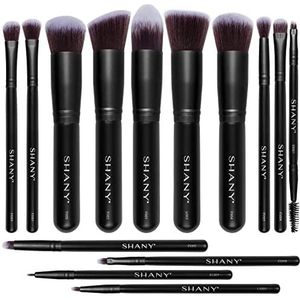 SHANY Black Bombshell 14-delige borstelset - Elite Cosmetics Brush Collection - Complete Kabuki make-up kwastenset in zwart - 14 stuks