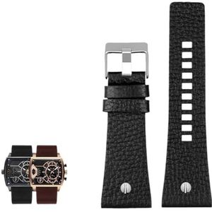 Compatible With dieselhorlogebanden herenpols Grote maat horlogebandjes P-OLICE 2 6 mm 28mm 30mm 32mm Zwart Bruin Genuine Calf verbergt lederen riem (Color : C black silver, Size : 32mm)