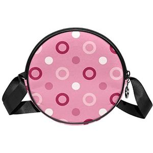 Ronde Crossbody Tas roze set visionaire stippen Messenger Bag Purse voor Vrouwen, Meerkleurig, 6.7x6.7x2.3 in, Sling Rugzakken